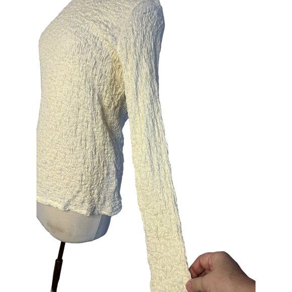 J Jill Blouse L Cream Long sleeve Round Neck Stretch Pull Over - Picture 8 of 14